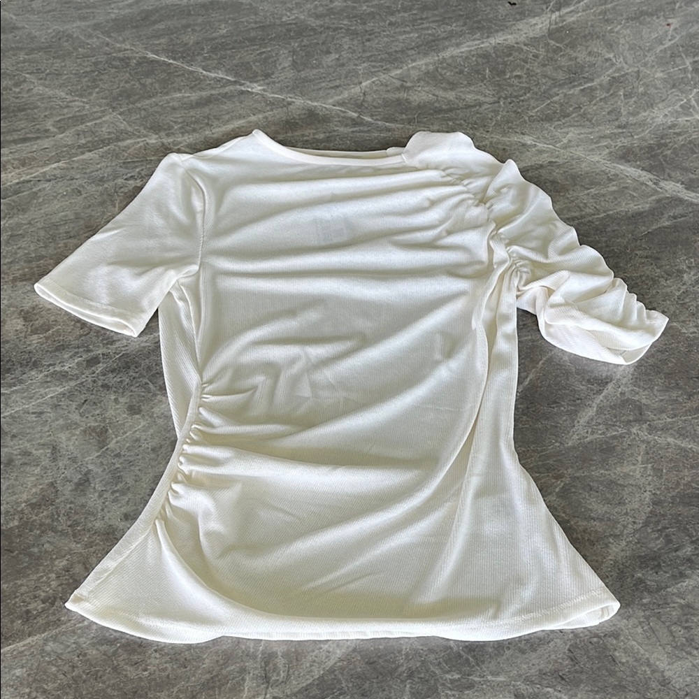 RW&CO Elegant White Ruched Women's Top Size XS